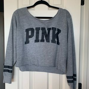 PINK Off-the-Shoulder Crop Sweater